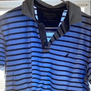 Nautica Men's Polo with Blue and Black Stripes